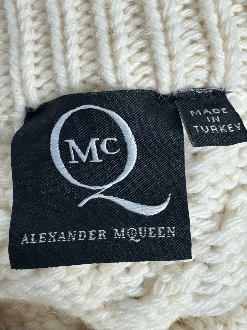 MCQ ALEXANDER MCQUEEN Chunky Cable Knit Cashmere Wool Sweater Cream Men's Size S